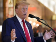 Former President Donald Trump speaks during a news conference at Trump Tower, Friday, May 31, 2024, in New York. A day after a New York jury found Donald Trump guilty of 34 felony charges, the presumptive Republican presidential nominee addressed the conviction and likely attempt to cast his campaign in a new light.