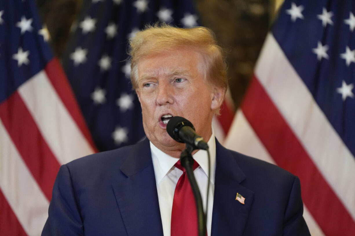 Former President Donald Trump speaks during a news conference at Trump Tower, Friday, May 31, 2024, in New York. A day after a New York jury found Donald Trump guilty of 34 felony charges, the presumptive Republican presidential nominee addressed the conviction and likely attempt to cast his campaign in a new light.