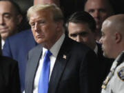 FILE - Former President Donald Trump walks out of the courtroom to make comments to members of the media after a jury convicted him of felony crimes for falsifying business records in a scheme to illegally influence the 2016 election, at Manhattan Criminal Court, May 30, 2024, in New York.  New York&rsquo;s top court has declined to hear Donald Trump&rsquo;s gag order appeal, leaving the restrictions in place following his felony conviction last month.