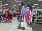 FILE -  A Pride month merchandise display is at the front of a Target store in Dickson City, Pennsylvania, on Friday, May 26, 2023. Pride Month starts Saturday, June 1, 2024,  across the U.S. and the globe, an annual celebration of LGBTQ+ people and culture. The main events are parades and festivals held in cities large and small.