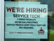 A hiring sign is displayed at a gas station in Vernon Hills, Ill., Monday, June 3, 2024. On Thursday, June 13, 2024, the Labor Department reports on the number of people who applied for unemployment benefits last week. (AP Photo/Nam Y.