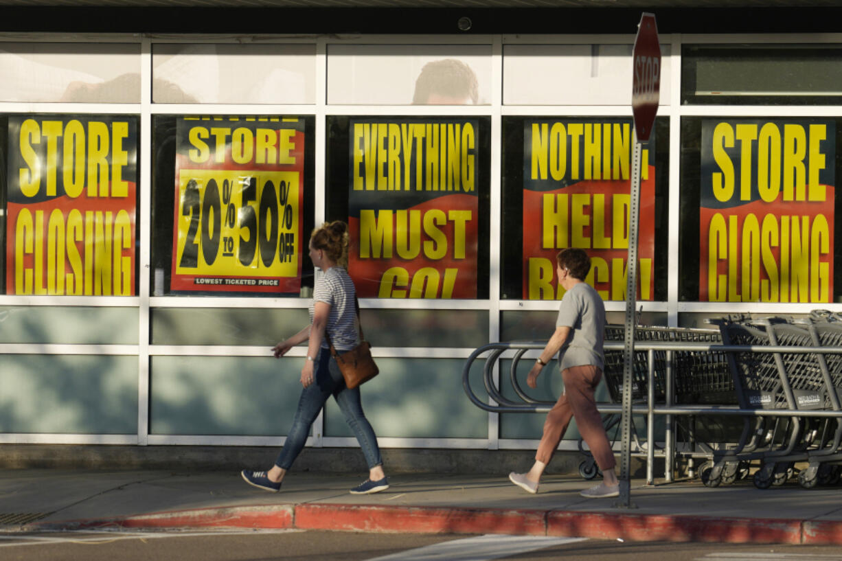 FILE - Shoppers enter exit a Bed Bath &amp; Beyond store Monday, May 29, 2023, in Glendale, Colo. The big-box chain is staging store closing sales at its 360 locations after filing for bankruptcy in late April 2023. An Associated Press analysis found the number of publicly-traded &ldquo;zombie&rdquo; companies &mdash; those so laden with debt they&rsquo;re struggling to pay even the interest on their loans &mdash; has soared to nearly 7,000 around the world, including 2,000 in the United States.