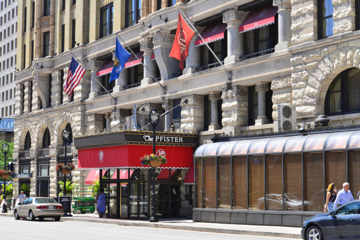 The entrance to the Pfister Hotel on North Jefferson Street in downtown Milwaukee. According to Upgraded Points, the average nightly cost of a hotel in Milwaukee is $350.50, as opposed to  $138.31 for an Airbnb.