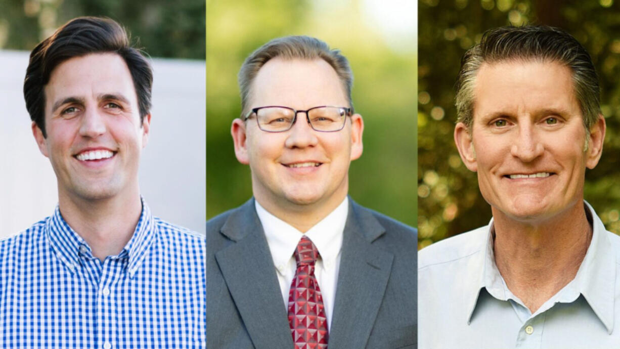 Three candidates to lead Washington&rsquo;s Office of Superintendent of Public Instruction. From left to right: Reid Saaris, Chris Reykdal and David Olson.