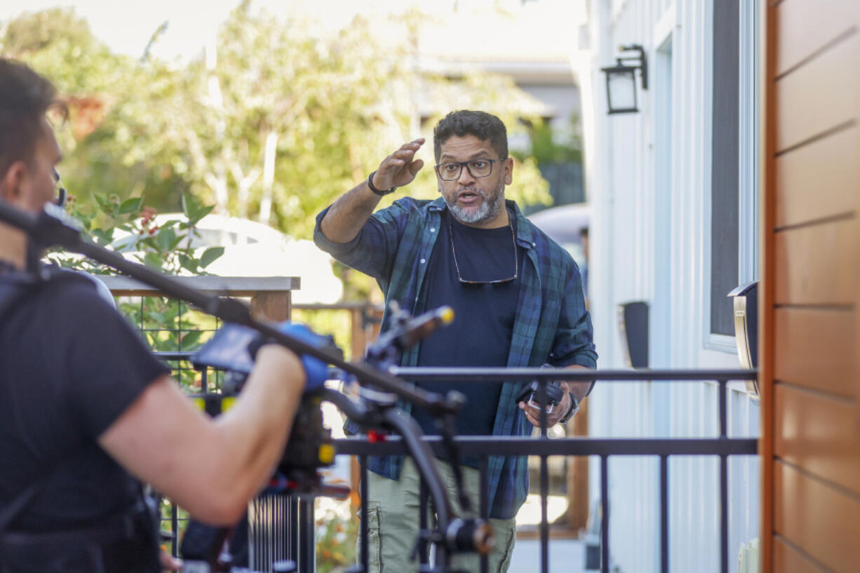 Cinematographer Unni Rav directs a movie June 21 at a home in the Berryessa district of San Jose, Calif.