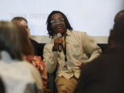 Terryon Adams, of the North Lawndale Employment Network, speaks about his experience seeking a job during the Corporate Coalition of Chicago&rsquo;s presentation on fair chance hiring at the organization&rsquo;s offices on June 13, 2024, in Chicago. (Eileen T.