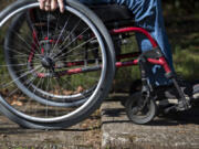 The root of a tree runs under a sidewalk, causing an uneven surface, which creates difficulties for those in wheelchairs.