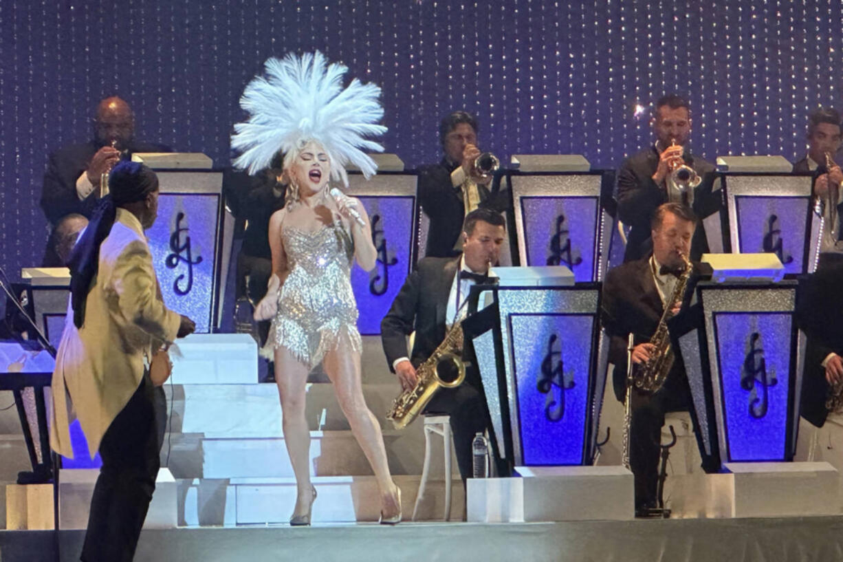 Lady Gaga performs Aug. 31, 2023, during the return of &ldquo;Jazz + Piano&rdquo; at Dolby Live at Park MGM in Las Vegas.