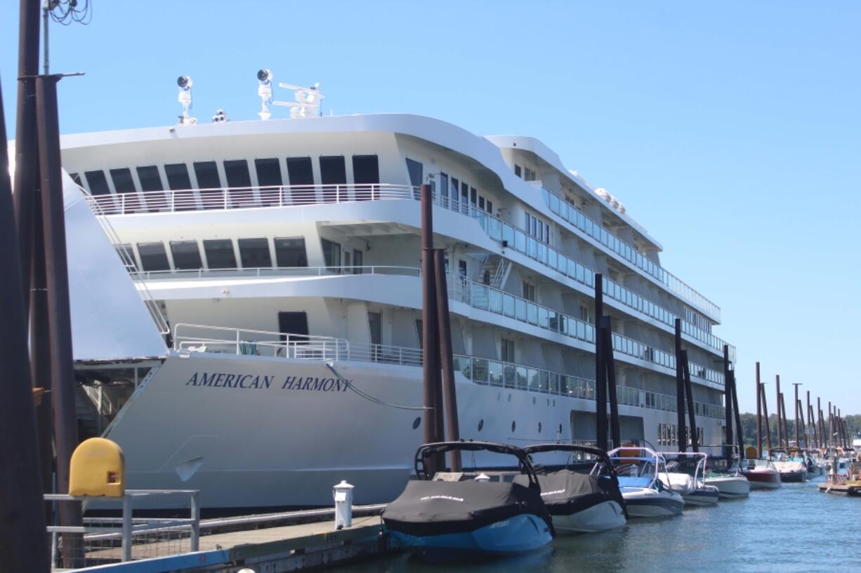 American Cruise Lines&rsquo; American Harmony docks at the Port of Camas-Washougal on July 19.