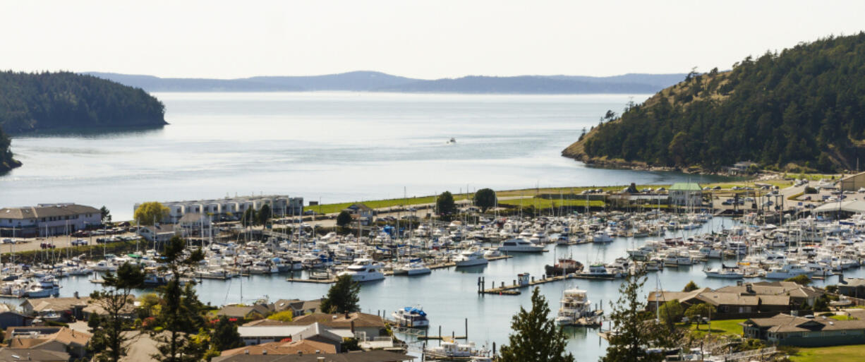 Puget Sound, on the southern end of the Salish Sea, which divides Washington state from British Columbia, Canada.