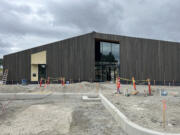 The Woodland Community Library nears completion.