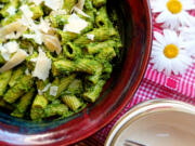 Blend peas, spinach, basil, garlic and lemon juice into this punchy summer pesto.