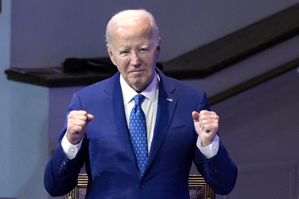 President Joe Biden attends a church service at Mt.