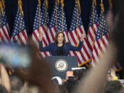 Vice President Kamala Harris campaigns for President as the presumptive Democratic candidate during an event at West Allis Central High School, Tuesday, July 23, 2024, in West Allis, Wis.