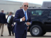 President Joe Biden arrives to board Air Force One at Dover Air Force Base, in Dover, Del., Tuesday, July 23, 2024. Biden is returning to the White House from his Rehoboth Beach home after recovering from a COVID-19 infection.