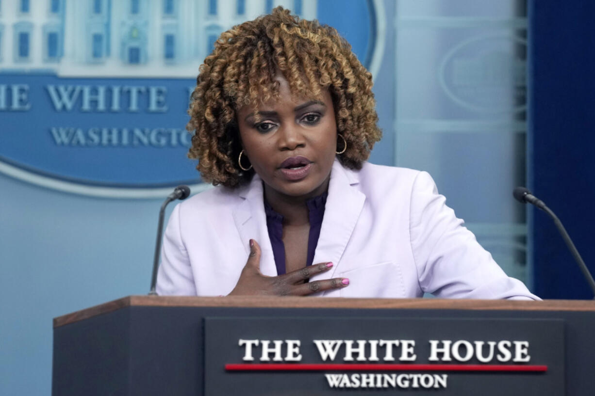 White House press secretary Karine Jean-Pierre speaks as she is repeatedly asked about President Joe Biden&rsquo;s medical records during the daily briefing at the White House in Washington, Monday, July 8, 2024.