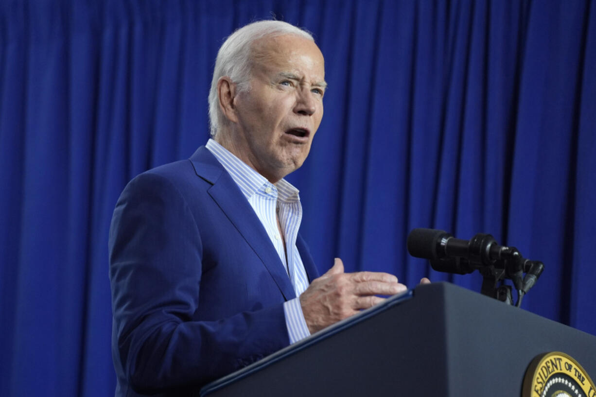 FILE - President Joe Biden speaks, June 28, 2024, in New York. Biden is scheduled to receive an operational briefing at the D.C. Emergency Operations Center and deliver remarks on extreme weather on Tuesday, July 2.