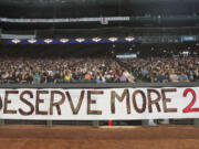 Thousands of Boeing machinists and union members gather for a &ldquo;stop work meeting&rdquo; and strike sanction at T-Mobile Park in Seattle, Wednesday, July 17, 2024.