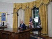 President Joe Biden addresses the nation from the Oval Office of the White House in Washington, Wednesday, July 24, 2024, about his decision to drop his Democratic presidential reelection bid.