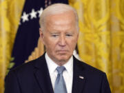 FILE - President Joe Biden attends a Medal of Honor Ceremony at the White House in Washington, July 3, 2024. Biden dropped out of the 2024 race for the White House on Sunday, July 21, ending his bid for reelection following a disastrous debate with Donald Trump that raised doubts about his fitness for office just four months before the election.