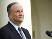 FILE - Second gentleman Doug Emhoff speaks during a Jewish American Heritage Month event, May 20, 2024, at the White House in Washington. The nation&#039;s first second gentleman, Emhoff could become its first first gentlemen after November. Emhoff is used to traveling the country championing his wife, Vice President Kamala Harris and the Biden administration&#039;s accomplishments in his current job. But now that Harris is the presumptive Democratic nominee, those efforts have been thrust into the political spotlight like never before.