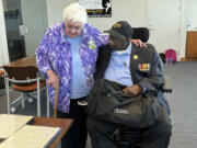 Joan Browning and Charles Person chat at Emory University in Atlanta, Fridy, July 26, 2024. They were Freedom Riders. activists who rode buses into the Deep South in 1961, aiming to desegregate interstate transportation. Browning and Person are donating their archives to the university&rsquo;s Rose Library.