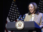 Vice President Kamala Harris delivers remarks at a campaign event in Pittsfield, Mass., Saturday, July 27, 2024.