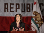 FILE - California Attorney General Kamala Harris gives her first news conference in Los Angeles, Nov. 30, 2010. She&rsquo;s already broken barriers, and now Vice President Harris could soon become the first Black woman to head a major party&rsquo;s presidential ticket after President Joe Biden&rsquo;s ended his reelection bid. The 59-year-old Harris was endorsed by Biden on Sunday, July 21, after he stepped aside amid widespread concerns about the viability of his candidacy.