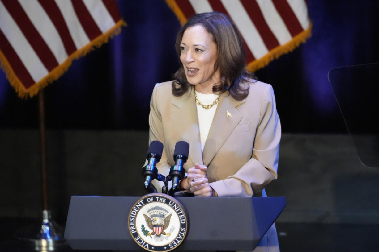 Vice President Kamala Harris delivers remarks at a campaign event in Pittsfield, Mass., Saturday, July 27, 2024.