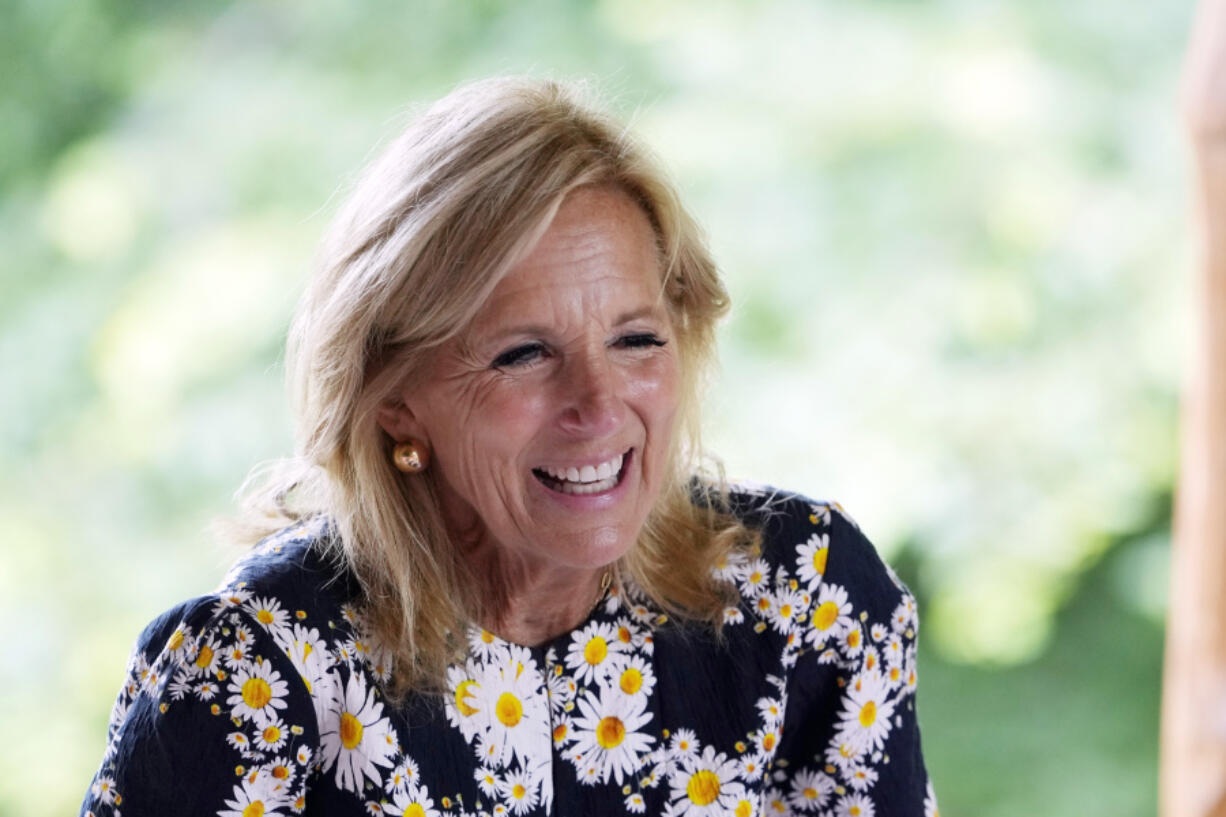 First lady Jill Biden makes a campaign stop, Wednesday, July 3, 2024, in Middleville, Mich.