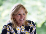First lady Jill Biden makes a campaign stop, Wednesday, July 3, 2024, in Middleville, Mich.