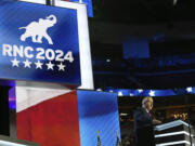 RNC Chair Michael Whatley speaks during the Republican National Convention Monday, July 15, 2024, in Milwaukee. (AP Photo/Nam Y.