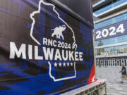 FILE - People walk past the Fiserv Forum ahead of the 2024 Republican National Convention, July 11, 2024, in Milwaukee. The Republican National Convention kicks off Monday, July 15, with delegates and officials descending on Wisconsin, a key battleground state, to formally nominate former President Donald Trump as the GOP nominee. The RNC will livestream proceedings across a number of online platforms, including YouTube and X. A number of networks have announced special programming for the convention&rsquo;s primetime evening portions, and other media outlets, both local and national, will stream whatever is happening on the floor.