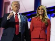 Republican presidential candidate former President Donald Trump and Melania Trump during the final day of the Republican National Convention Thursday, July 18, 2024, in Milwaukee.