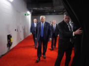 FILE - Republican presidential candidate former President Donald Trump arrives during the second day of the Republican National Convention at the Fiserv Forum, Tuesday, July 16, 2024, in Milwaukee.