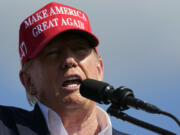 Republican presidential candidate former President Donald Trump speaks at a campaign rally in Chesapeake, Va., Friday, June 28, 2024.