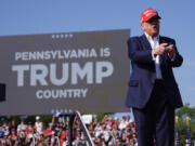 Republican presidential candidate former President Donald Trump arrives for a campaign rally, Saturday, July 13, 2024, in Butler, Pa.