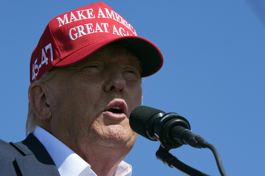 Republican presidential candidate former President Donald Trump speaks at a campaign rally in Chesapeake, Va., Friday, June 28, 2024.