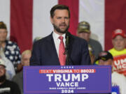 Republican vice presidential candidate Sen. JD Vance, R-Ohio, speaks at a campaign rally at Radford University, Monday, July 22, 2024, in Radford, Va.