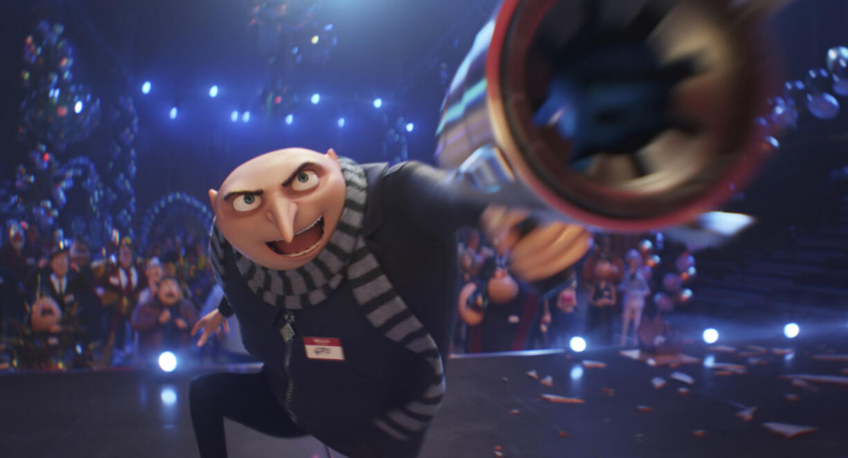 This image release by Illumination &amp; Universal Pictures shows Gru, voiced by Steve Carell, in a scene from &ldquo;Despicable Me 4,&rdquo; (Illumination &amp; Universal Pictures via AP)