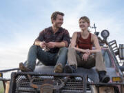 Glen Powell, left, and Daisy Edgar-Jones in a scene from &ldquo;Twisters.&rdquo; (Melinda Sue Gordon/Universal Pictures)