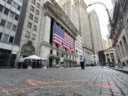 FILE - The New York Stock Exchange is seen on July 3, 2024, in New York. Asian stocks have fallen while European markets are higher on Monday, July 8, 2024, after France&rsquo;s elections left its legislature divided among left, center and far right, with no single political faction getting close to a majority.