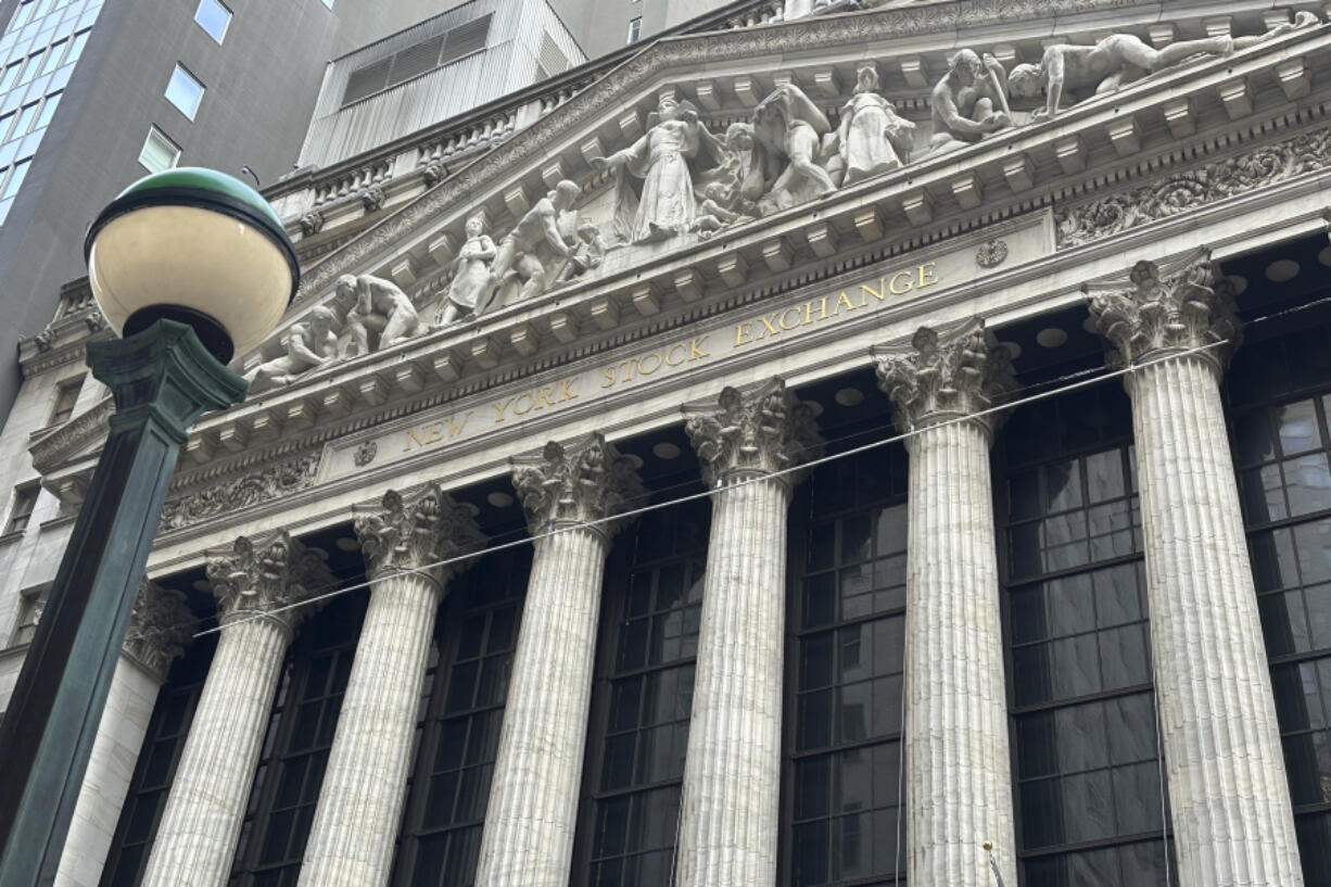 FILE - The New York Stock Exchange is shown on July 10, 2024, in New York. World shares have forged ahead on Thursday, July 11, 2024, after another record-setting rally on Wall Street.