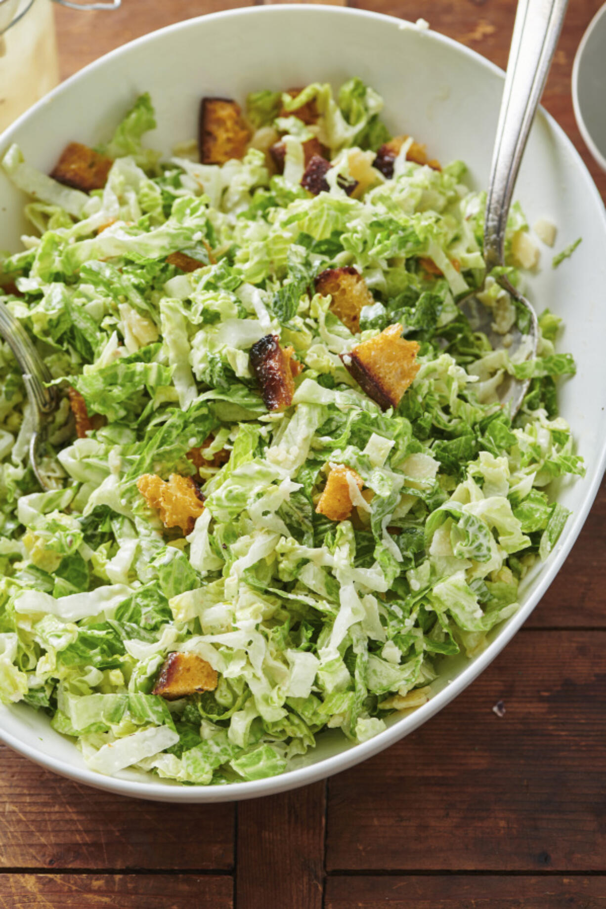 This 2019 image shows a caesar salad recipe in New York.