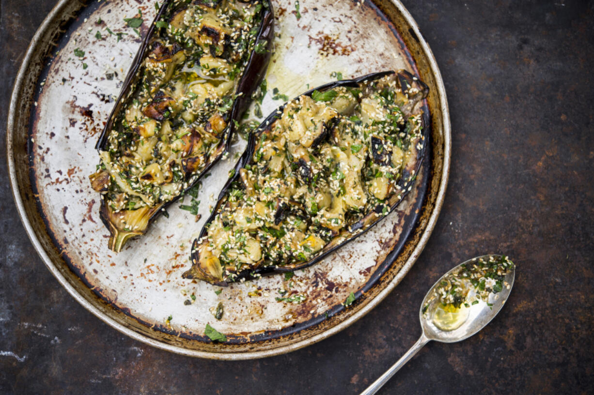 Grilled Eggplant With Sesame and Herbs (Milk Street)