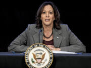 FILE - Vice President Kamala Harris speaks, Jan. 9, 2024, in Atlanta. With President Joe Biden having bowed out of the presidential race and endorsing Harris, their party is suddenly eyeing an expanding map, betting that a new burst of energy and fundraising surge has helped make Georgia, the state that delivered Biden his narrowest victory margin in 2020, a toss-up again. Harris is planning a show of political force on Tuesday, July 30, 2024, in Atlanta, the latest example of just how much the presidential contest against Republican former President Donald Trump has changed.