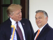 FILE - President Donald Trump welcomes Hungarian Prime Minister Viktor Orban to the White House in Washington, on May 13, 2019. Orb&aacute;n, will travel to Florida on Thursday July 11, 2024 to meet with former President Donald Trump following a NATO summit in Washington, a move likely to aggravate frustrations among his partners in the European Union over similar secretive trips he made to Russia and China in recent days.