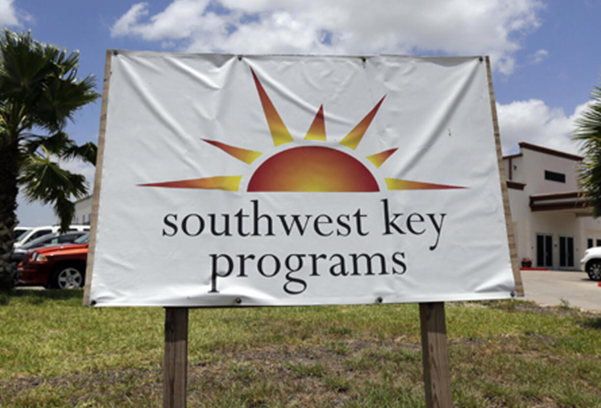 FILE - A Southwest Key Programs sign is displayed on June 20, 2014, in Brownsville, Texas. Southwest Key, the largest housing provider for unaccompanied migrant children has been accused of &ldquo;severe, pervasive, and unwelcome sexual abuse of and harassment&rdquo; of children in its care, the Justice Department said Thursday, July 18, 2024.