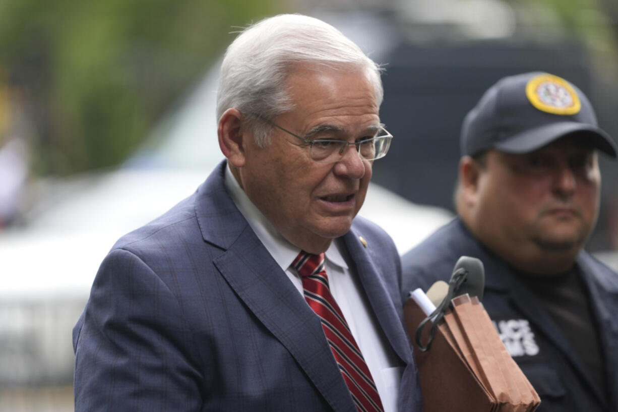 Sen. Bob Menendez, D-N.J., enters federal court in New York, Friday, July 12, 2024.