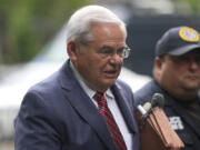 Sen. Bob Menendez, D-N.J., enters federal court in New York, Friday, July 12, 2024.